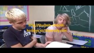 Blond twinks sucking fucking and eatcum  in Classroom - 1 image