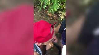 Outdoor Amateur suck and swallow Daddy in woods - 14 image