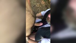 Outdoor Amateur suck and swallow Daddy in woods - 5 image
