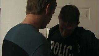 Two smooching cops sucking dick and fucking tight ass - 2 image