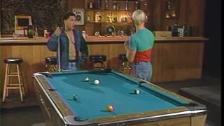 Homo guys having blowjob with each other on a pool table in a bar - 3 image