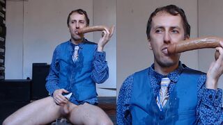 EDGEWORTH JOHNSTONE Suit Blowjob 4 - Dildo Fake Cum in Mouth - Likes sucking a big gay cock closeup - 11 image