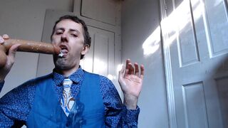 EDGEWORTH JOHNSTONE Suit Blowjob 4 - Dildo Fake Cum in Mouth - Likes sucking a big gay cock closeup - 4 image