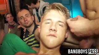 Blonde jock enjoying having his ass drilled on a raw orgy - 3 image