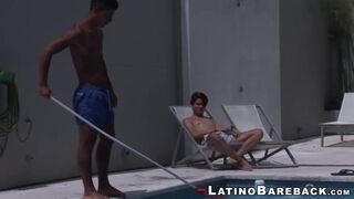 Latino pool boy is about to get drilled bareback - 1 image