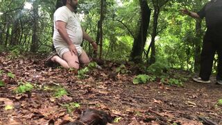 Mature blowjob captive in the woods - 1 image