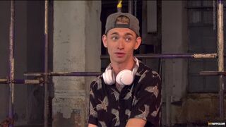 Skillful blowjob and handjob with restrained blond twink