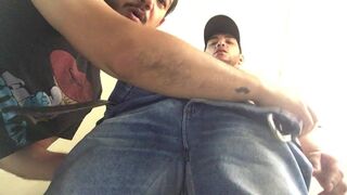 Hawt str8 tatted up pumped up buff receives a fellatio, cum oozed on camera - 2 image