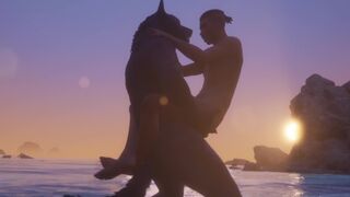 Gay Wolf & Man Make Love by the Beach / Wild Life Furries - 1 image