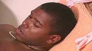 Relaxed black boy makes love with blonde boy until violent cum after jerking off - 10 image