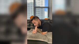 Amateur Bi Latino Sucks on Dildo and Rubs Ass (Spit + Verbal) - 14 image
