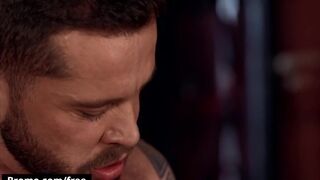 Bromo - Tattooed Stallion Tyler Berg Thrusts his Big Hard Cock Deep inside Mickey Taylors Mouth - 6 image