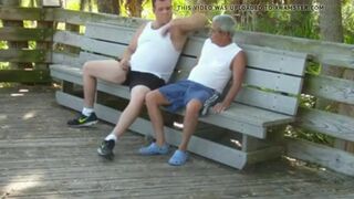 Outdoors scenes where grandpa sucks & gets fucked by chubby - 4 image