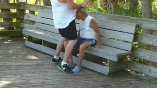 Outdoors scenes where grandpa sucks & gets fucked by chubby - 5 image