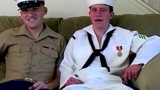 Handsome inexperienced navy boys in uniforms are anally fucking - 2 image