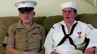Handsome inexperienced navy boys in uniforms are anally fucking - 3 image