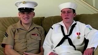 Handsome inexperienced navy boys in uniforms are anally fucking - 4 image