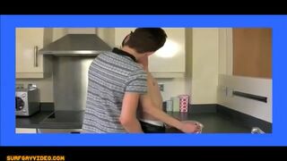 Twinks Have Bareback Sex in Kitchen - 1 image