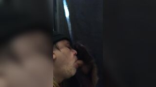 Very loud dominant daddy, returning visitor to my glory hole,, uses my mouth as a cum dump once more - 15 image