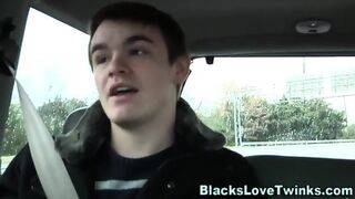 Gay guy rides black schlong and cums - 1 image