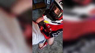 Lascivious stud jerking off in my Motocross MXHELMET - 5 image