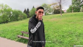 CZECH HUNTER 424 - Twink Enjoying a Smoke by the Park Receives a Biggest Penis Raw - 1 image