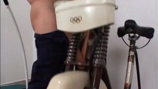 Gay bottom sits on bike and takes cock up his ass - 6 image