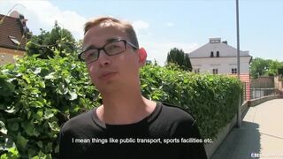 CZECH HUNTER 448 - Twink with Trendy Glasses Acquires his Balls Played with - 1 image