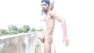 Rajesh masturbating on outdoor, moaning, spitting on dick, showing ass, butt, spanking, slapping and cumming - 1 image