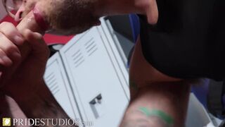 MenOver30 - Hunk Jerking Off At The Lockers Gets A Juicy Blowjob - Chad Hammer , Kyle Hart - 11 image