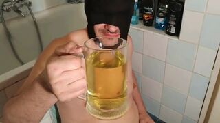 Slave gagging throat fucked after he drink a huge glass of piss HD - 2 image
