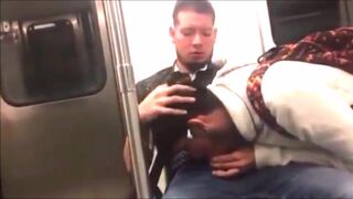 Wankers and suckers, in train, or metro. Short compilation. - 14 image
