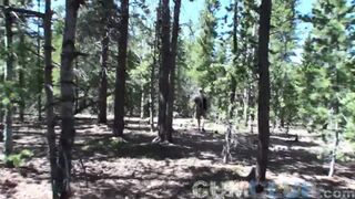 Swallowing Cum Trailside - Outdoor Sex Almost Caught Swallowing in Public - 2 image