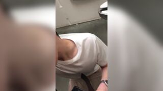 Fucking Gay Asian Twink in Public Restroom Bareback - 2 image