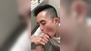 Fucking Gay Asian Twink in Public Restroom Bareback - 3 image