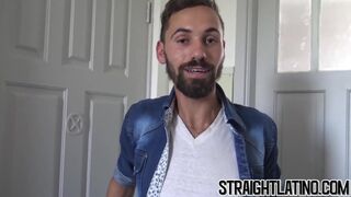 Bearded straight Latino rides cock and takes cum in mouth - 1 image