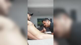 Latin Guy Sucks his Boyfriends Cock with Cumshot together - 5 image