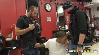 White Hunks bonks Ebon Thug at the Barbershop and cum on his face! - 3 image