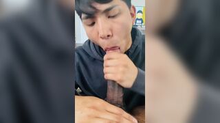 Cute boy tries to swallow massive load from straight guy - 13 image