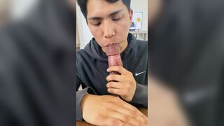 Cute boy tries to swallow massive load from straight guy - 8 image