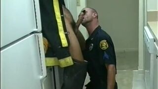 Fireman fucks gay police officers ass then cums on his abs - 3 image
