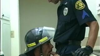 Fireman fucks gay police officers ass then cums on his abs - 5 image
