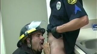 Fireman fucks gay police officers ass then cums on his abs - 6 image