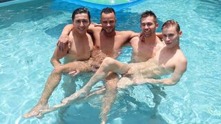 College Chaps Having Enjoyment In The Pool Then Pumping - 1 image