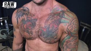 Tatted muscle daddy Sean Duran face fucks blindfolded jock - 2 image