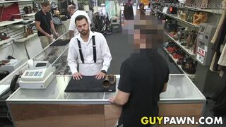 Hunky pawnbroker banging customer in the back room - 2 image