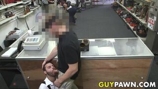 Hunky pawnbroker banging customer in the back room - 3 image