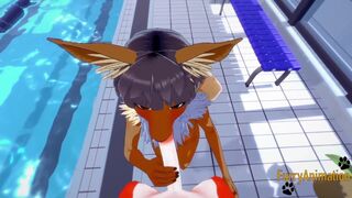 Pokemon Yaoi - Eevee & Fox Sex in a Pool - 2 image