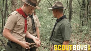 ScoutBoys - Hot hung scout leader barebacks two smooth boys in forest - 4 image