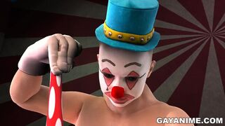 Cartoon clown copulates cg muscle boy - 3 image